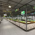 Modern Supermarket Department Store Interior With Shelves Fresh Produce And Signage