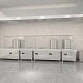 Commercial Kitchen Featuring Stainless Steel Stoves Large Range Hood Gray Tiled Floor And Light Walls