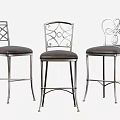 Stylish Metal Frame Bar Stools With Various Backrest Designs And Dark Seats