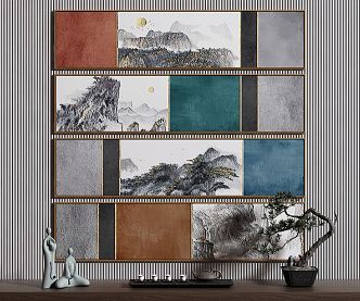 New Chinese Landscape Painting Decorative Painting 3d model