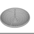 White Round Decorative Plate With Carved Textured Patterns And Central Column 3d model