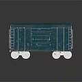 Detailed Vintage Blue Cargo Train Car Model With Metal Ladders And Wheels