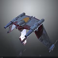 Futuristic Space Exploration Vehicle With Multiple Thrusters Red Gray Design And Transparent Cockpit