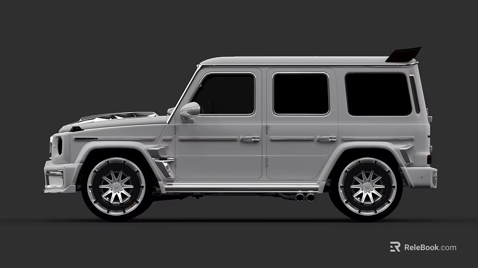 Silver Off road SUV With Large Alloy Wheels Roof Rack And Sporty Body Design 3d model 
