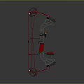 Red And Black Compound Bow With Pulley System And Mechanical Grip