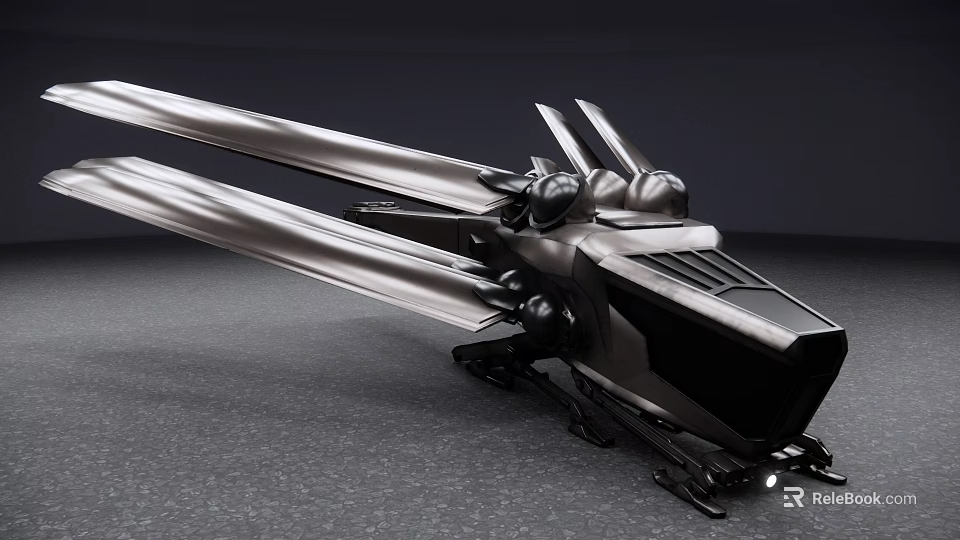Futuristic Black Helicopter With Sleek Metallic Body And Aerodynamic Rotors Design 3d model 
