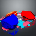 Fashionable Clothing Decorated With Blue Red Gemstones Gold Transparent Rings And Heart Shaped Ornaments