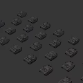 Military Armored Tank With Tracks And Gun Barrel In Foreground Among Other Tanks