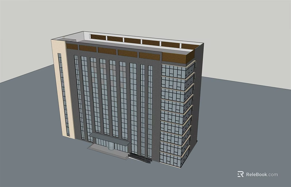 Modern High Rise Office Building With Glass Windows And Contemporary Facade Design 3d model 