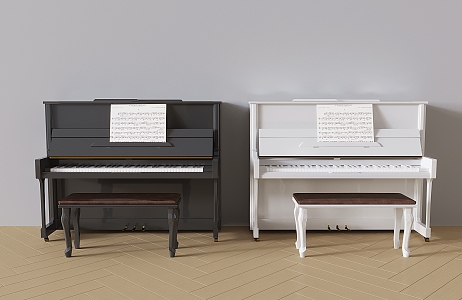 Modern Piano White Piano Black Piano Wooden Piano Paint Piano Stool 3d model