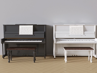 Modern Piano White Piano Black Piano Wooden Piano Paint Piano Stool 3d model