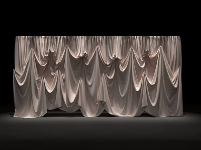 Elegant Beige Pleated Curtains With Soft Fabric For Modern Home Decor 3d model