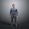 Security Guard Wearing Gray Uniform With Headset Belt And Shoulder Patches