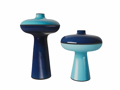 Two Blue Ceramic Vases With Modern Design For Home Decor 3d model