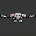 Futuristic Humanoid Robot In Mechanical Armor With Red White Details And Outstretched Arms