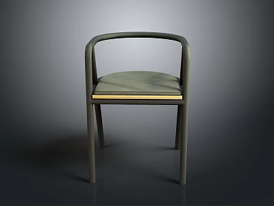 Modern Minimalist Armchair With Curved Armrests And Gray Seat Wooden Frame 3d model