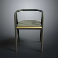 Modern Minimalist Armchair With Curved Armrests And Gray Seat Wooden Frame