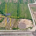 Aerial View Planning Of Twin Buildings With Green Roofs And Road Network