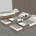 Luxury Massage Chair With Beige Cushions Wooden Base And Side Table For Relaxation