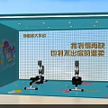 Blue Exhibition Area With Smart Companion Mechanical Devices And Grid Background