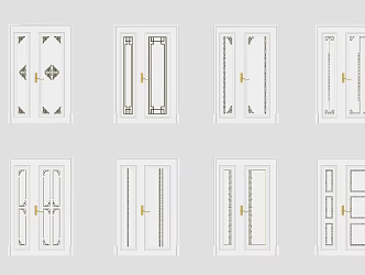 New Chinese Style Double Door 3d model