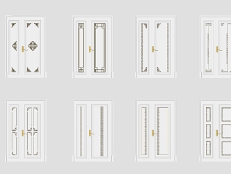 New Chinese Style Double Door 3d model