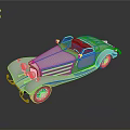 Vintage Silver Convertible Car With Shiny Body And Open Top Design