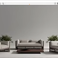 Modern Outdoor Sofa Set With Rattan Chairs Wooden Coffee Table And Beige Cushions