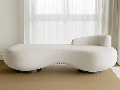 White Irregular Shaped Sofa In Modern Minimalist Room With Natural Light 3d model