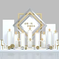 Jinyu Xuefu Glory Arrival Display Stand With Geometric Gold White Decorations