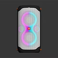Portable Bluetooth Speaker With Colorful LED Ring Lights And Orange Accents Modern Design