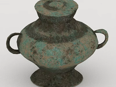 Vintage Bronze Decorative Ornament Set With Double Handles And Patina Finish 3d model