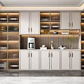 Elegant Modern Wine Cabinet With Built in Lighting And Multiple Storage Compartments 3d model