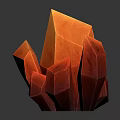 Vibrant Orange Red Geometric Faceted Crystal Cluster With Glossy Surface On Dark Background