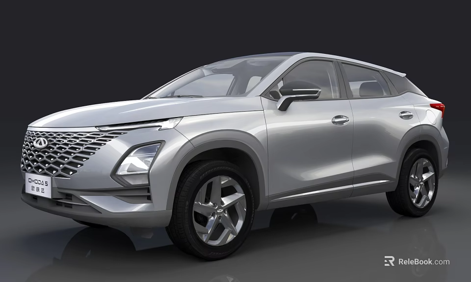 Silver Modern SUV With Sleek Body Lines Front Grille And Stylish Wheels 3d model 