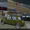 Modern Commercial Street With Shopping Mall Parked Cars And Colorful Balloons