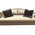 Comfortable Modern Beige Sectional Sofa Featuring Black And Light Decorative Pillows 3d model