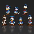 Donald Duck Decorative Figurine Set with Various Stylish Outfits and Hats for Home Decoration