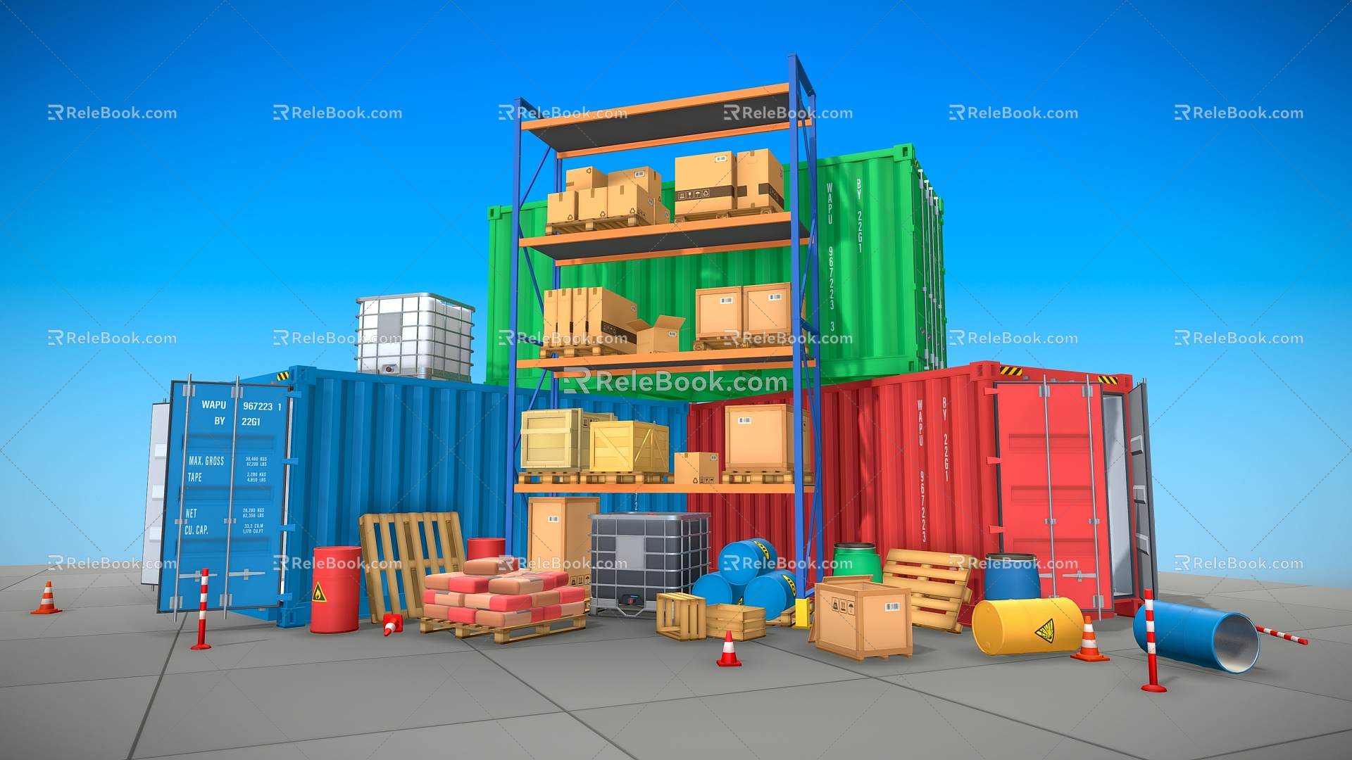 Cargo props container box pallet water tank 3d model