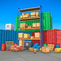 Heavy Duty Industrial Equipment Warehouse Storage Racking With Colorful Containers And Stacked Cartons