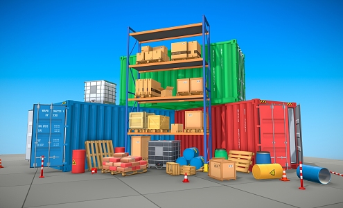 Cargo props container box pallet water tank 3d model