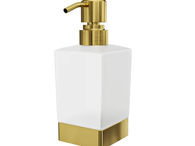 Daily Wash Essentials Modern White Soap Dispenser With Gold Pump And Base 3d model