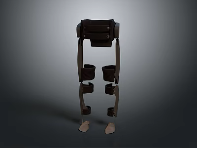 Robotic Mechanical Leg Exoskeleton With Metal Frame And Black Components 3d model