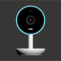 Nest White Security Camera With Blue Ring For Computer Desktop Monitoring Device