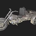 Vintage Motorcycle With Sidecar Black Seat Metal Frame And Rustic Look