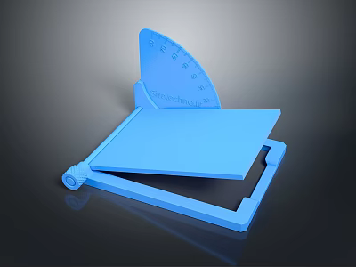 Blue 3D Measuring Tool With Scaled Sector Rotating Base And Flat Plate 3d model