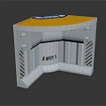 3D Rendered Corner Mechanical Device Model With Yellow Top And Silver Body Vents