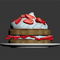 Delicious Layered Strawberry Dessert with Whipped Cream and Fresh Strawberry Slices on White Plate
