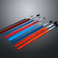 Colorful Household Brushes In Various Colors Arranged Neatly For Daily Use