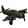 Vintage Military Aircraft Weapon With Twin Propellers Green Paint And Historical Design